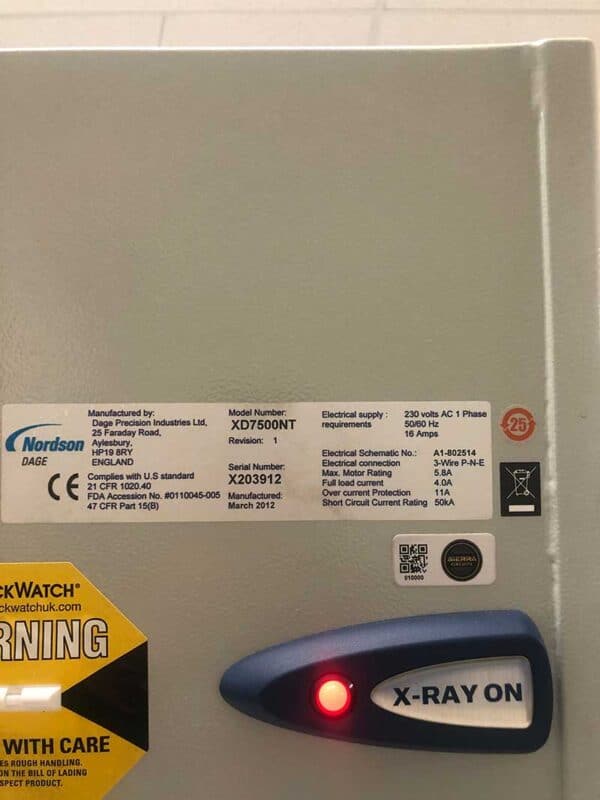 2012 Nordson Dage XD7500NT Xray System Serial Plate